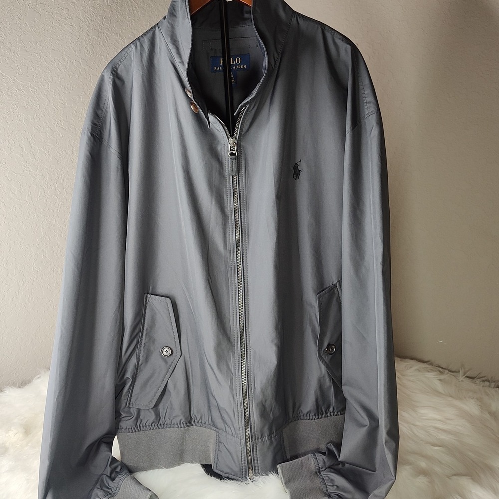Polo Ralph Lauren‎ Windbreaker Mens Large Gray Bi-Swing Full Zip Jacket